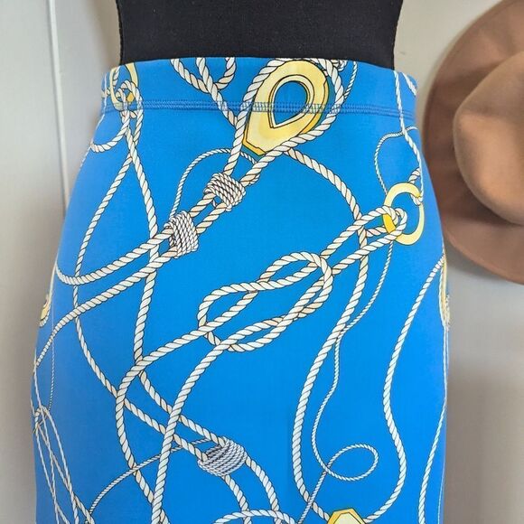 J. McLaughlin Blue Gold White Reversible Nautical Knot Skirt MD Coastal Cowgirl - Picture 6 of 7